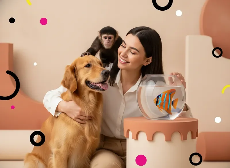 MixZoo's diverse animal ambassadors gathered in a cozy studio setting