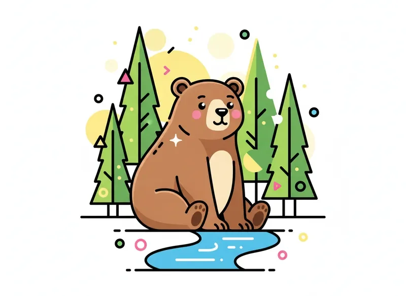 Wise brown bear in forest