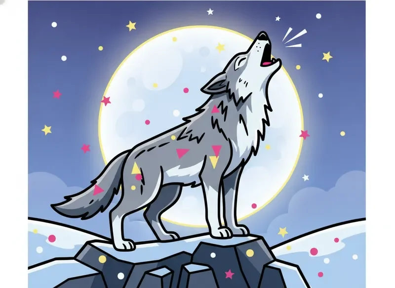 Majestic wolf howling at moon